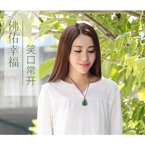 Natural jade Buddha Pendant carved XinJiang Hetian Maitreya Buddha Pendant Necklace Pendant Laughing Buddha with certificate