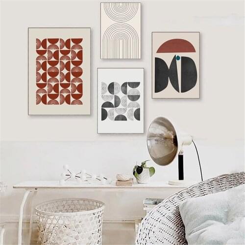 Rainbow Geometry Painting Abstract Line Modern Minimalist Canvas Print Neutral Wall Art Poster Nordic Pictures Living Room Decor