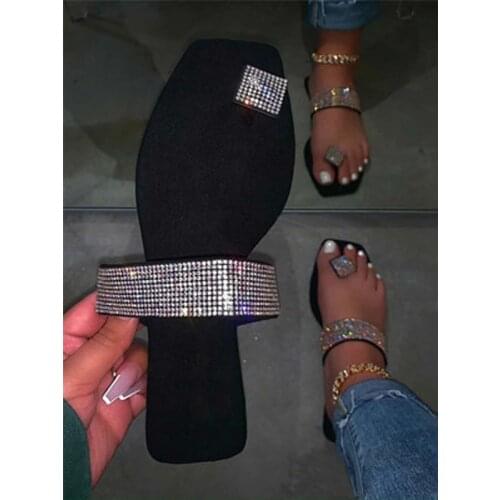 Siddons Luxury Crystal Flip Flops Women Summer Slippers Open Toe Hollow Ladies Casual Flats Shoes Slip On Female Beach Slippers