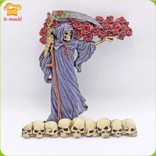LXYY New Rose Ecstasy Scythe & Skull Silicone Moulds Easter Cake Decoration Mould DIY Chocolate Baking Tools