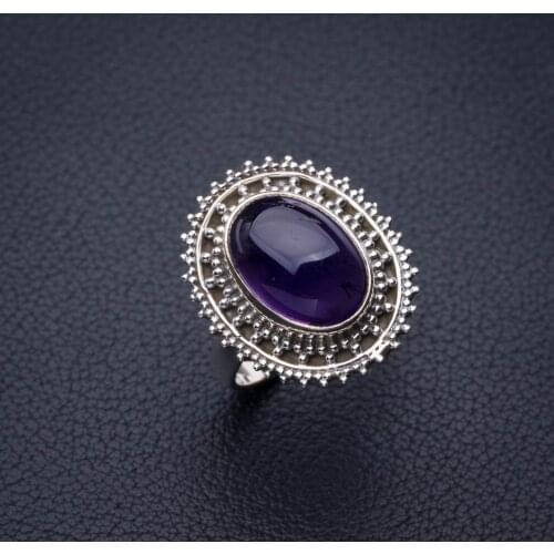 StarGems Natural Amethyst Handmade 925 Sterling Silver Ring 8 E2466