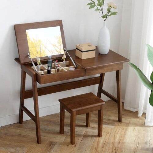 Solid Wood Dressing Table Bedroom Modern Simple Multi-Function Makeup Table Combination Small-Sized Master Bedroom Desk