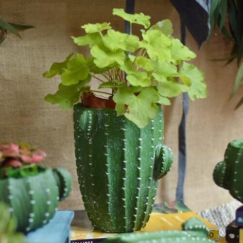 Creative concrete green cactus shape desktop small flower pot Pastoral art decoration desktop organize storage