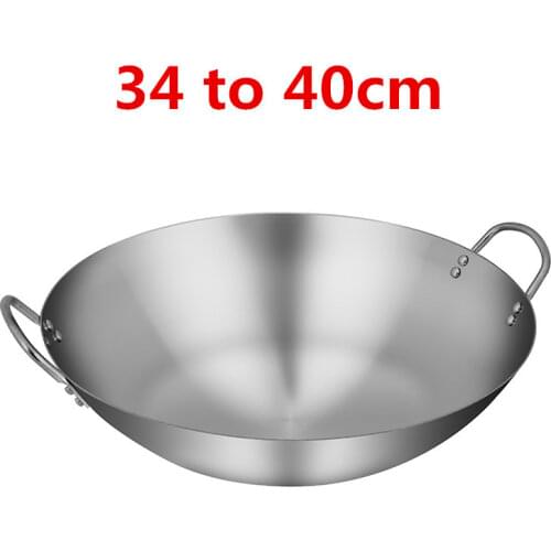 Iron Non coating Woks Gas Cooker Traditional Handmade Pot Huge Manual Forging Wok With Binaural 34/40cm double ear chef fry wok