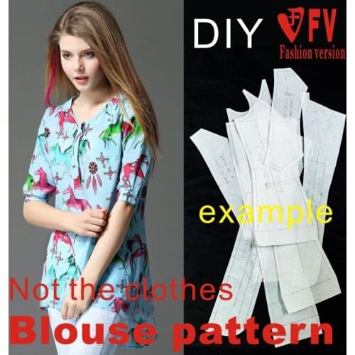 Mid-length round neck mid-sleeve casual womens shirt small shirt pattern 1:1 garment sewing design drawing BCY-26