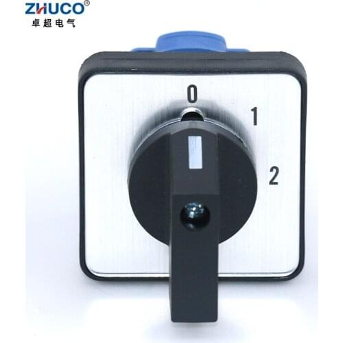 ZHUCO SZW26/LW26-20 0-1-2 One Pole Three Position 64X64 48X48 mm Panel 20A 660V Selector Rotary Cam Universal Changeover Switch