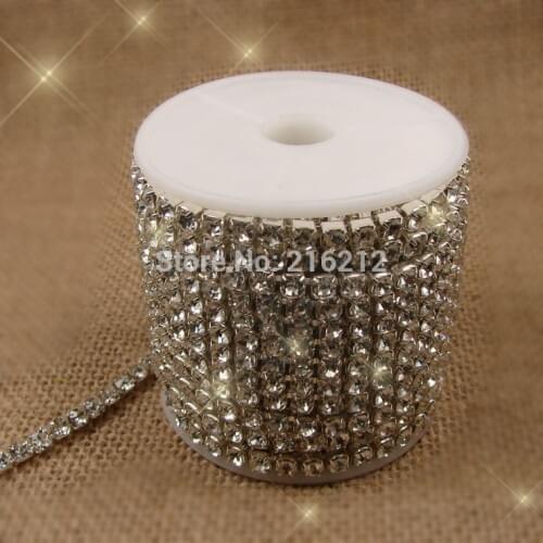 Fashion Hot 10yards/lot crystal stone Silver base Crystal rhinestone cup chain rhinestone garment accessories