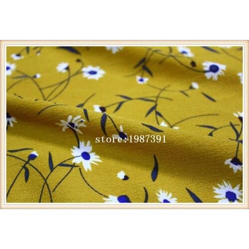 145cm width Paris pearl fabric small flowers pattern yellow can't see through for skirt suit-dress headband CH-4303