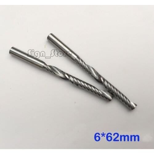 2pcs 6mm 1/4" High Quality Carbide CNC Router Bits One Single Long Longer Flute End Mill Cuttign Milling Tools 62mm