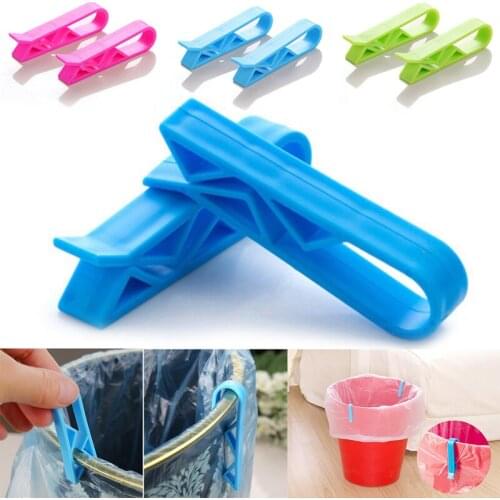 2pcs Useful Home Organizer Clip Dustbin Clamp Waste Bin Bag Garbage Bags Non-slip Plastic Clip Trash Can Retaining Clamp