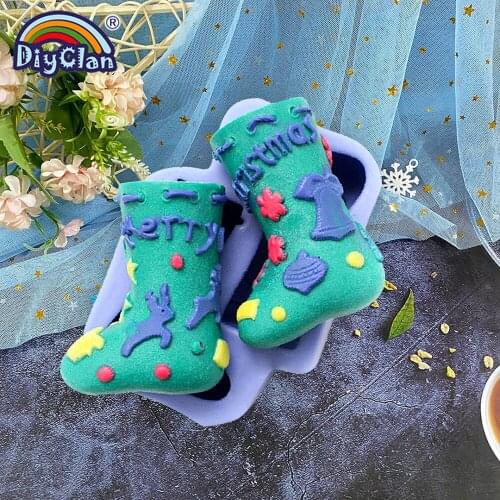 3D Christmas Sock Santa Claus Tumbler Silicone Mold Form For Candle Aromatherapy Decoration Salt Sculpture Chocolate Cake Mold