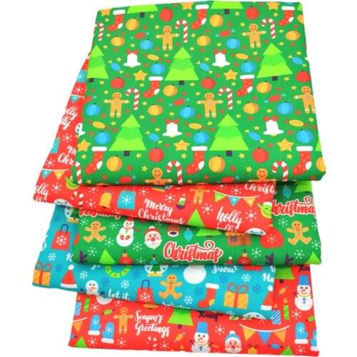 5pcs Christmas Cotton Fabric Enjoy DIY Sewing Widely Used Handmade Patchwork Christmas Tree Patterned Diy Cotton Cloth For Home