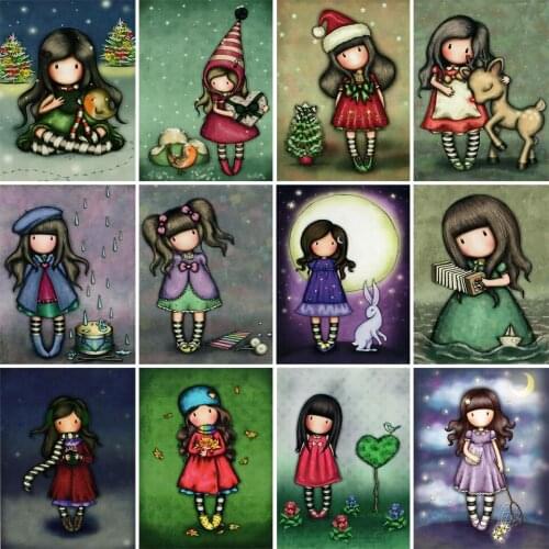 5D DIY Diamond Painting Cartoon Girl Full Square Round Diamond Embroidery Mosaic Kit HD Quality Handmade Products wall decor