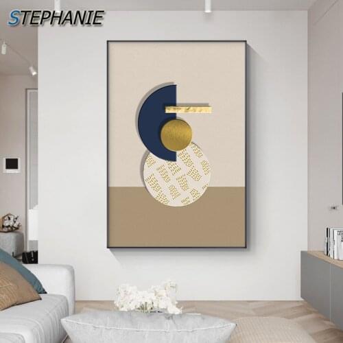 Abstract Geometric Wall Art Wall Picture Golden Color Block Canvas Painting Nordic Canvas Poster Print for Living Room Home Deco