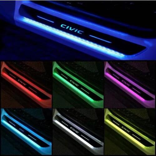 Car USB Power LED Welcome Pedal Light car Prevent scratches Pedal Sill Pathway lamp For honda Civic decoration light accessories