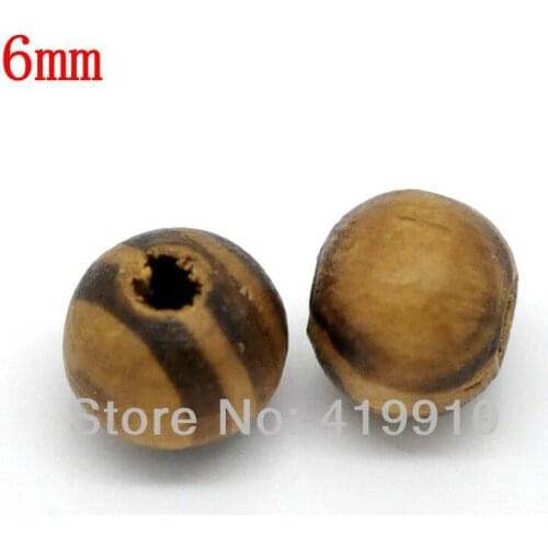 Free shipping-1000pcs Coffee Stripe Round Wood Spacer Beads 6mm M00454