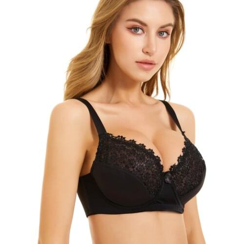MiaoErSiDai Sexy Womens Bra Women Plus Size Full Cup Breathable Lingerie Perspective Brassiere Floral Lace Bra Female Underwear