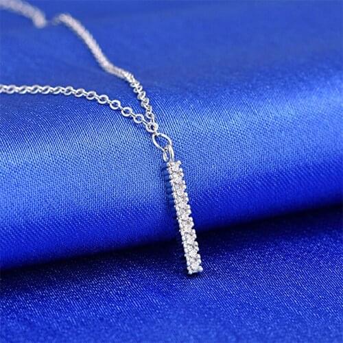 Yanleyu 925 Sterling Silver Clavicle Chain Simple Trendy Number 1 Pendant Zircon Choker Necklace for Women PN070
