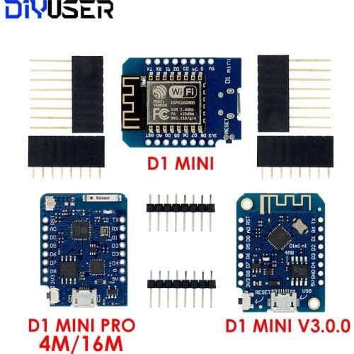 ESP8266 ESP-12 ESP-12F CH340G CH340 V2 USB WeMos D1 Mini PRO V3.0.0 WIFI Development Board NodeMCU Lua IOT Board 3.3V With Pins