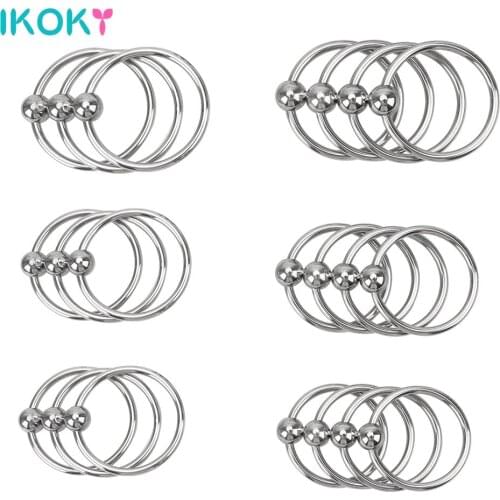 IKOKY 30/33/35mm Penis Ring Delayed Ejaculation Delay Training Ring Stainless Steel Foreskin Resistance Ring Cock Rings
