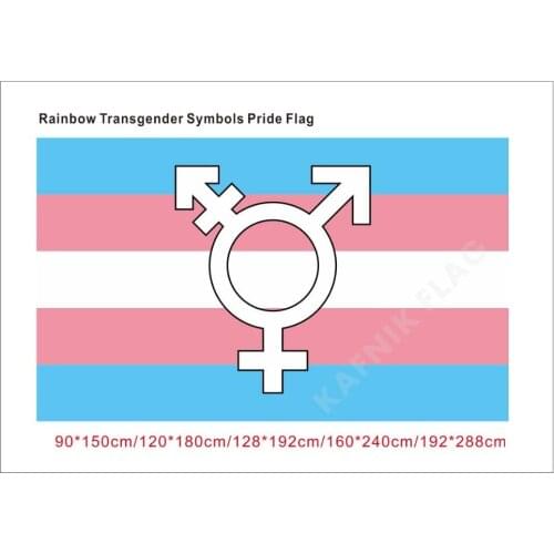 KAFNIK,90*150cm/128*192cm/192*288cm (2*3ft/3*5ft) Rainbow Transgender Symbols Pride Flag for Event/party/home Decorative Flags