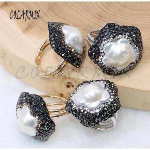 10 Pcs Pearl rings cat eye stone jewelry wholesale jewelry women gift stone adjustable fashion Party Gem jewelry rings 4891