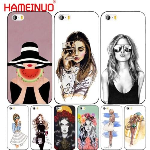 HAMEINUO fashion girl with wine cup cell phone Cover case for iphone 6 4 4s 5 5s SE 5c 6 6s 7 8 plus case for iphone 7 X