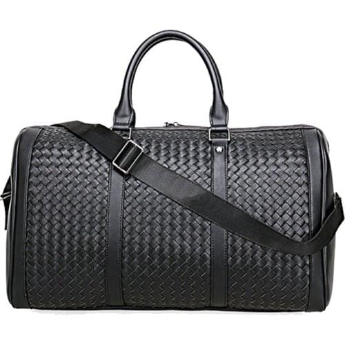 Men Travel Luggage Bags Genuine Leather Duffle Bags Hiking Handbag Plaid Weekend Totes Male Large Capacity Cowhide Shoulder bag