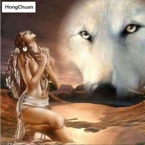 New 5D DIY Diamond Embroidered "Fox Beauty" Full Square/Round Diamond Painting Cross Stitch Rhinestone Mosaic Home Decoration