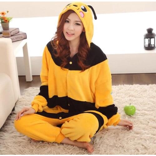 Free Shipping New Bee and Puppycat Onesie Cosplay Costume Pajamas Pyjamas Sleepwear for Boys Girls One Piece S M L XL
