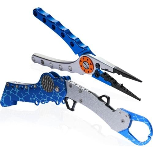 Fishing Grip Pliers Aluminum Alloy Fish Gripper Hook Recover Line Cutter High Quality Fish Grip Tool Handle Folding Length 28.5