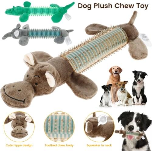 Plush Animals Cute Pet Dog Plush Squeak Sound Dog Toys Funny Fleece Durability Chew Molar Toy Fit for All Pets Elephant Duck Pig