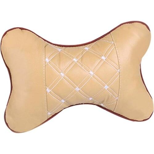 Car Seat Headrest Neck Head Support Faux Leather PP Cotton Soft Pillow Cushion