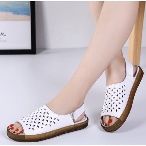 Womens Sandals 2021 Summer Shoes Plus Size 44 Flat Sandals Soft Sole Lightweight Non-slip Breathable Thick-soled Womens Shoes
