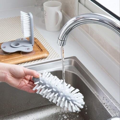 Lazy Cup Brush 2 in 1 Drink Mug Wine Suction Cup Cleaning Brush Gadgets Cup Scrubber Glass Cleaner Bottles Brush Sink