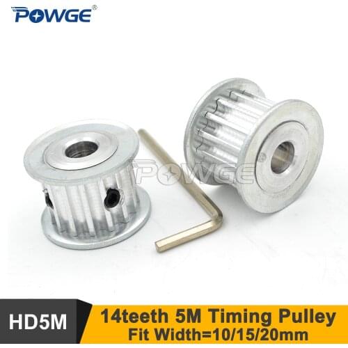 POWGE 14 Teeth 5M Synchronous Pulley Bore 5/6/6.35/7/8/10mm Fit Width 15/20mm 5M Timing Belt 14T 14Teeth HTD 5M Timing Pulley