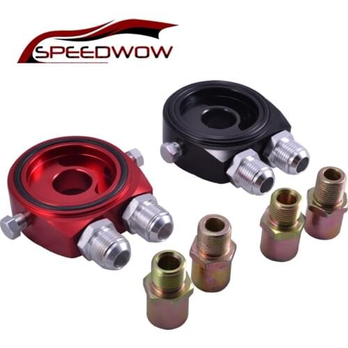SPEEDWOW Aluminum AN 10 AN Oil Cooler Filter Sandwich Plate Adapter Kit Red/Black/Blue