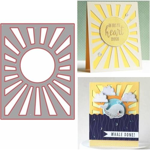 Sun Ray Background Square Frame Hollow Element Metal Cutting Dies Stencil For DIY Scrapbooking Crafts Paper Cards Making 2019