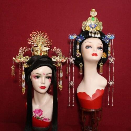 2 Designs Ming Dynasty Blue Cloisonne Long Tassel Hair Tiara Empress Phoneix Tiara Tiao Pai for Ancient Chinese TV Play Cosplay