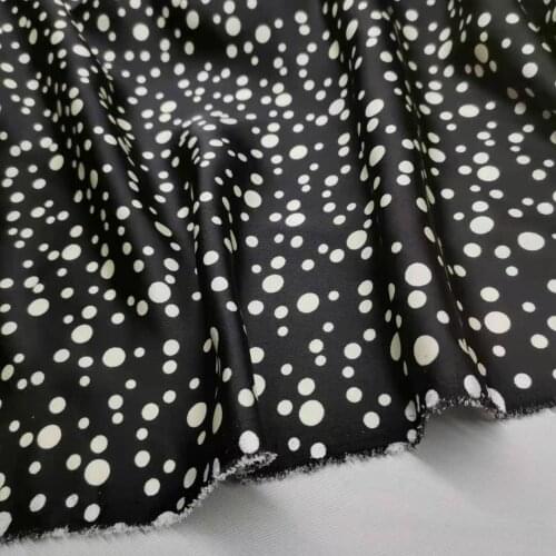 Imitation Silk Dot Printed Poly Charmeuse Fabric Dress Pants Glossy Shirt Drape