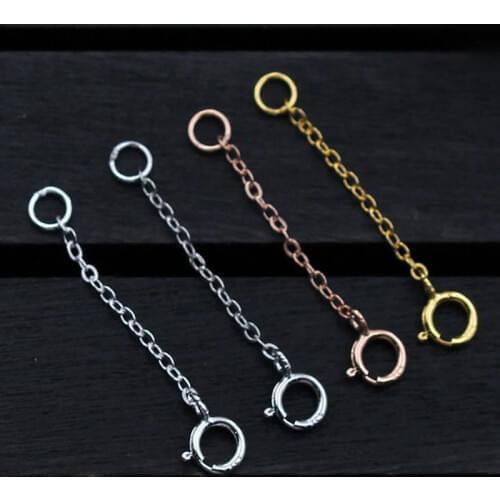 4 Colors 100% 925 Sterling Silver Extension Chains 3cm 5cm 8cm Length Connector Link Chain With Spring Clasps DIY Jewelry Making
