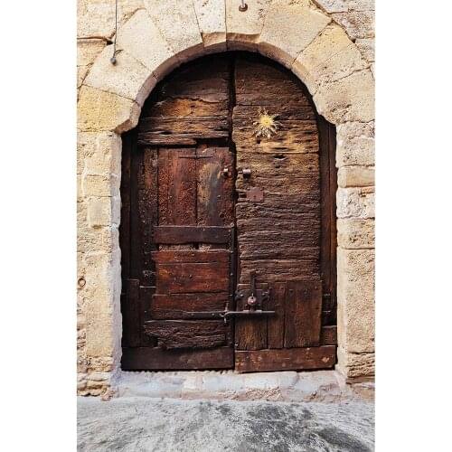 Vintage Arch Brick Wall Wooden Door Photo Backdrop Customized Photography Background for Children Baby Portrait Pets Photobooth