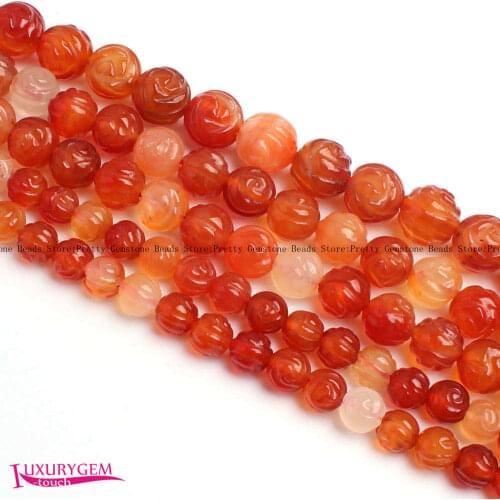 High Quality 8, 10, 12mm Natural Color Agates Stone Carving Roses Round Shape DIY Loose Beads Strand 15" Jewelry Making wj358