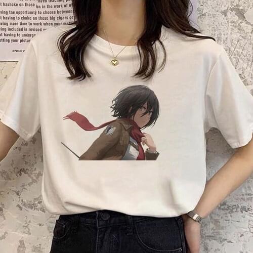 Japanese Anime Attack On Titan Women T-shirt Female Tops Summer Harajuku Mikasa Ackerman Print Short Sleeve Dropship Tee