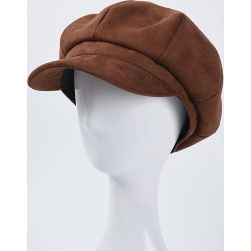 Retro Autumn Winter Spring Suede Beret Cap Women Plain Solid Octagonal Newsboy Vintage Painter Artist Female Beret Gorros