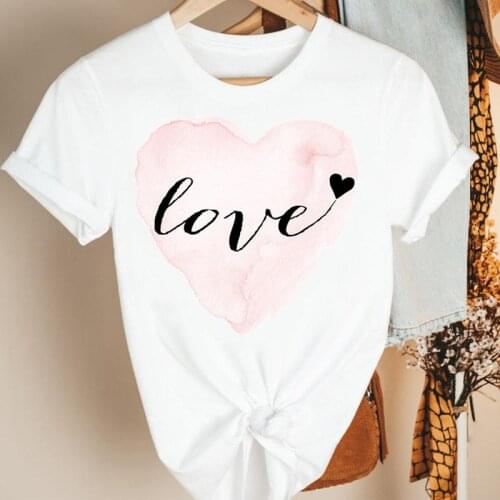 Women Clothes Love Heart Cute 90s Ladies Cartoon Summer Short Sleeve Print Fashion Tshirt Female Tee Top Graphic T-shirt