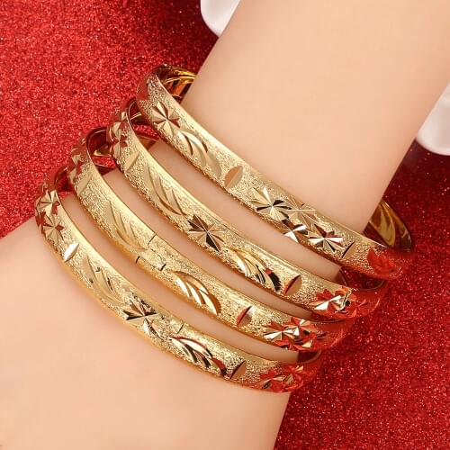 New Ethiopian Bangle Women Gold Color Dubai Bride Wedding African Arab Middle East Bracelet Bangle Jewelry