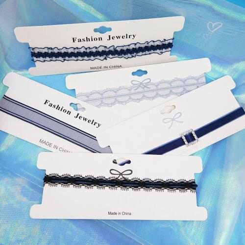 Gothic Temperament Blue Lace Velvet Choker Necklace for Women Short Clavicle Neck Collares Chocker 2019 New Jewelry Gifts FS10