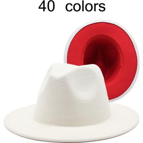 Winter Fashion Fedora Hat for Women Men Wide Brim Double Color Patchwork Felt Jazz Panama Hat Solid Color Wool Blend Vintage Hat