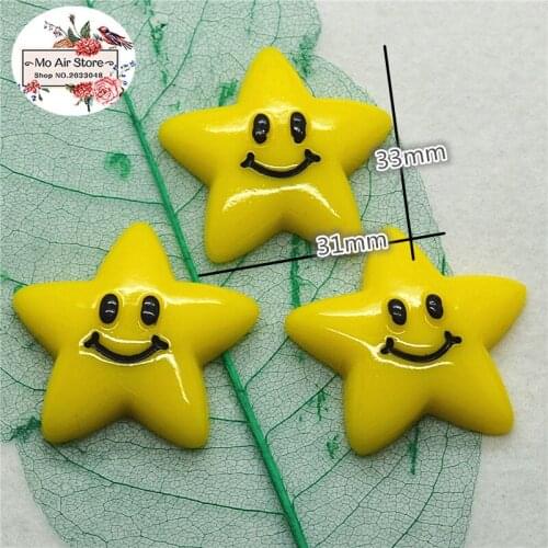 10pcs Resin flatback cute star smiling face expression crafts for hair bow center decoration